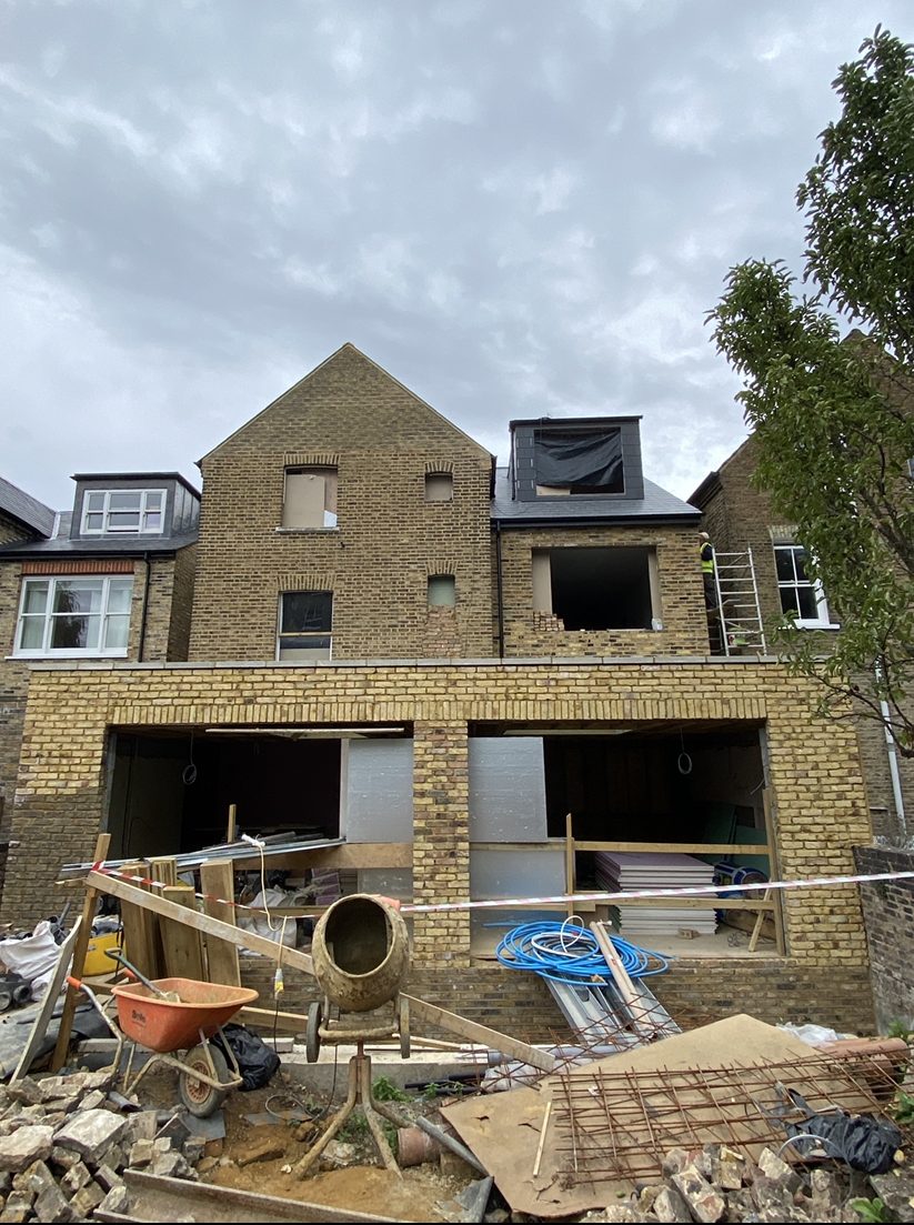 Rear of a period building during structural building work